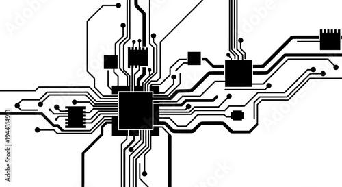 Circuit board with microchip components.