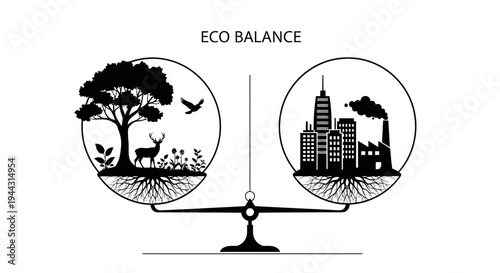 Eco balance concept with nature city.