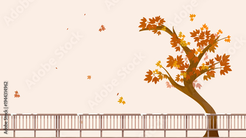 Autumn Trees in the Park Illustration with Colorful Leaves