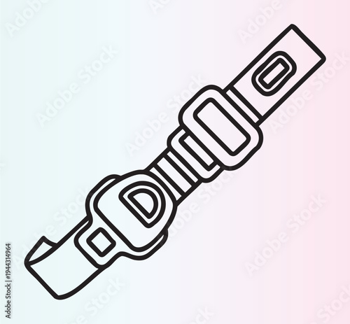 Simple line art illustration of a seatbelt buckle design