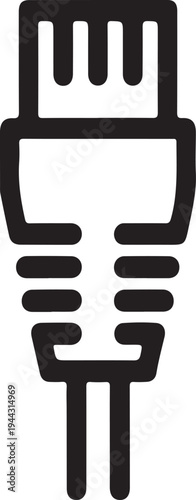 Ethernet Cable Connector Outline Network Plug, Simple black line ethernet cable connector illustration representing wired internet connection, networking hardware, and digital communication technology