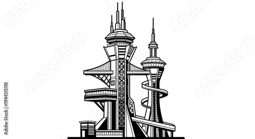 Futuristic City Tower Architecture Design.