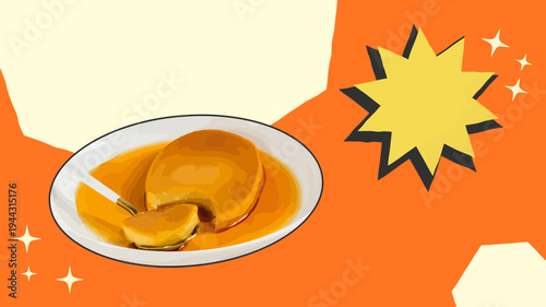Vibrant orange background with a bowl of peanut butter and cartoon explosion
