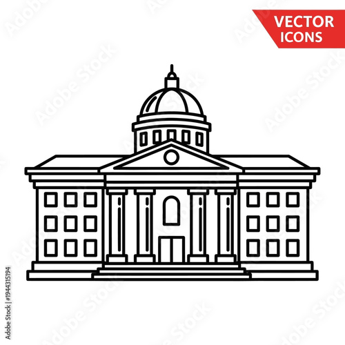Government Building with Columns and Dome.