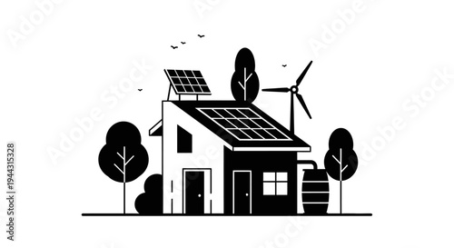 House with solar panel roof top.