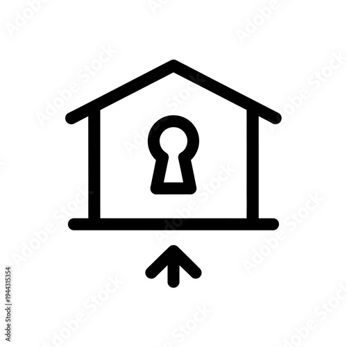 House with keyhole and arrow icon.