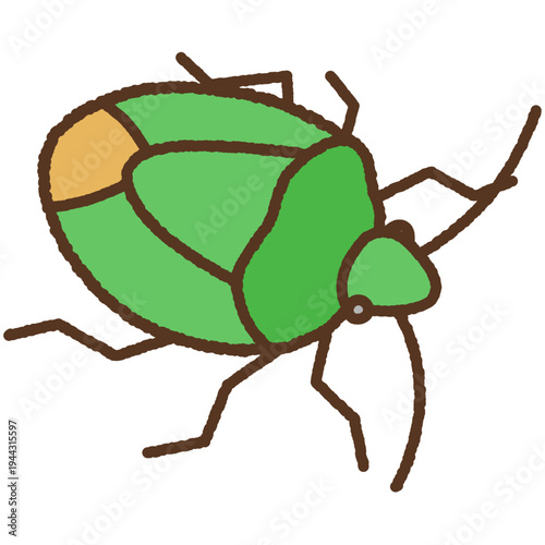 手書き風の生き物単品アイコンイラスト　カメムシ