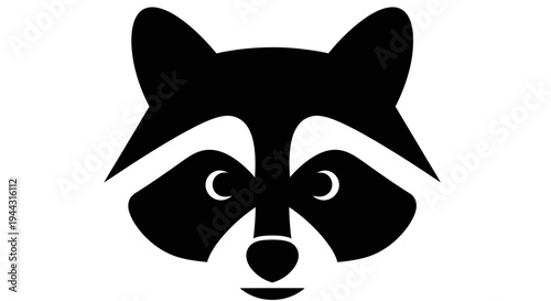 Raccoon face black and white illustration.
