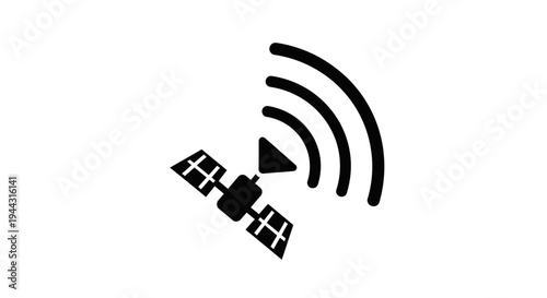 Satellite in Space with Signal Waves.