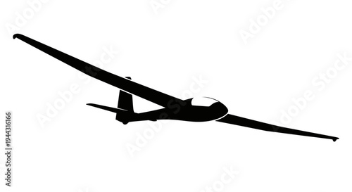 Silhouette of a Glider Aircraft Flying.