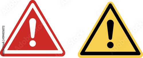 warning caution signs set, danger exclamation triangle symbols, vector illustration isolated white background safety icon collection