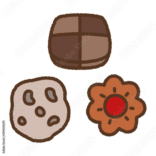手書き風の単品アイコンイラスト　食べ物　クッキー