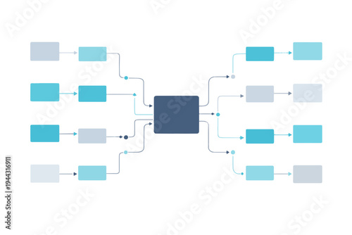 Central Hub Data Distribution Pipeline – Cloud Network Vector Diagram