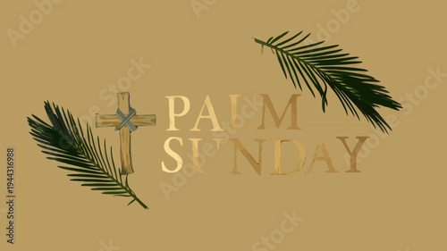 Palm sunday celebration with palm leaves