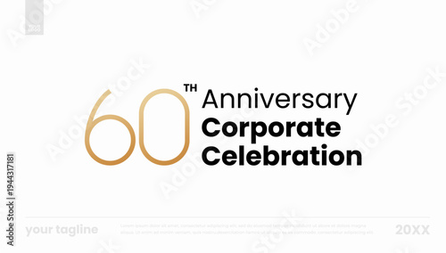 60th anniversary corporate celebration gold minimal logo banner template