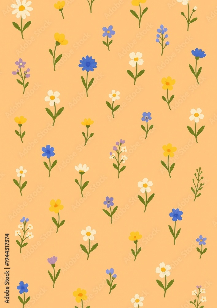 Fototapeta premium Colorful floral pattern wallpaper