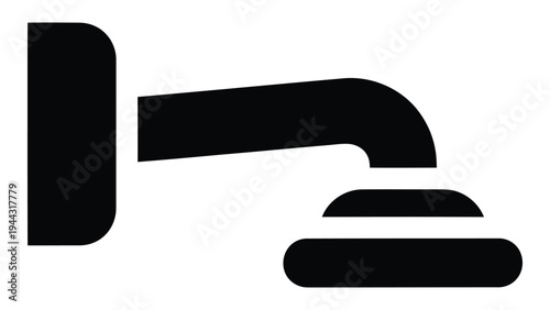 Black silhouette of a wall mounted shower head holder on a white background