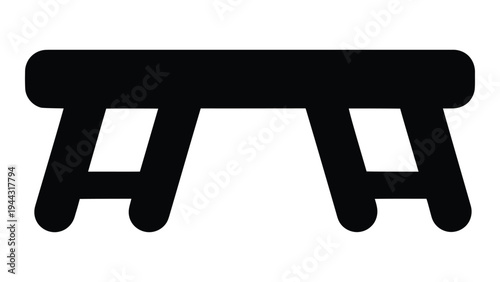 Black silhouette of a wooden bed tray for laptop or breakfast in bed on white background