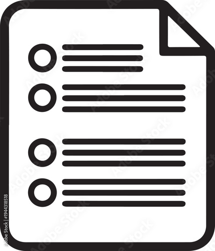 Checklist document outline icon representing task management concept, to do list symbol, planning organization tool and productivity workflow interface