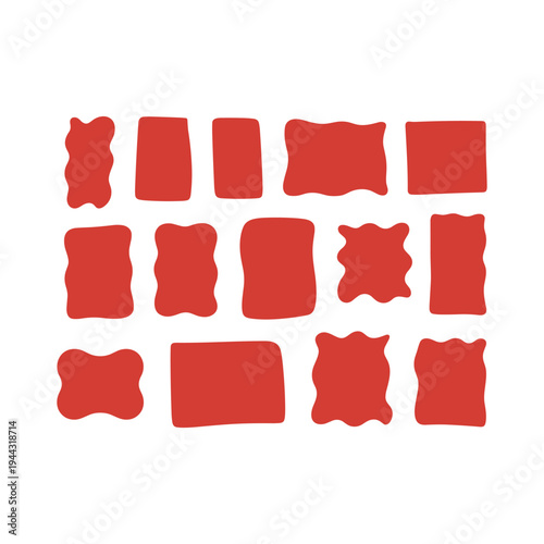 Red abstract shapes vector illustration isolated on white background irregular shapes.