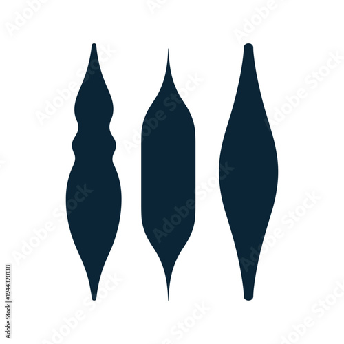 Three dark blue leaf silhouettes on white background leaves vector illustration