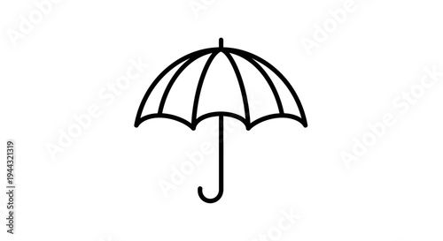 Full umbrella outline icon, rain protection and shelter symbol on isolated white background.