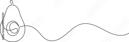 Avocado fruit continuous one line drawing minimalist healthy food icon