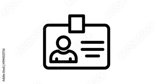 Outline icon of an identification card with a person's silhouette and text lines, representing personal access or employee badge.