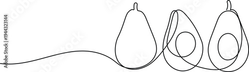 Avocado fruit continuous one line drawing minimalist healthy food icon