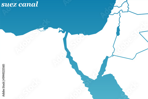 
Suez Canal Egypt Map and Flag - Artificial Waterway Connecting Mediterranean Sea to Red Sea Vector Outline