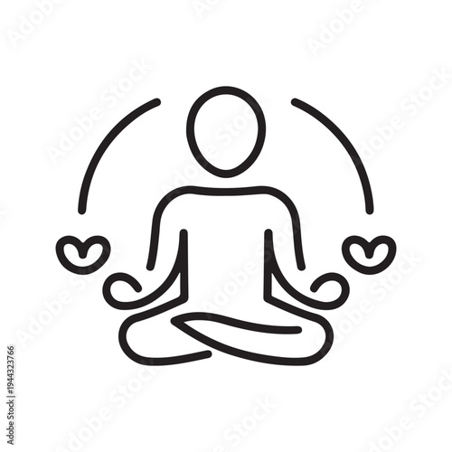 Minimalist Meditation Yoga Pose Icon for Mindfulness Stress Relief and Spiritual Wellness Concept
