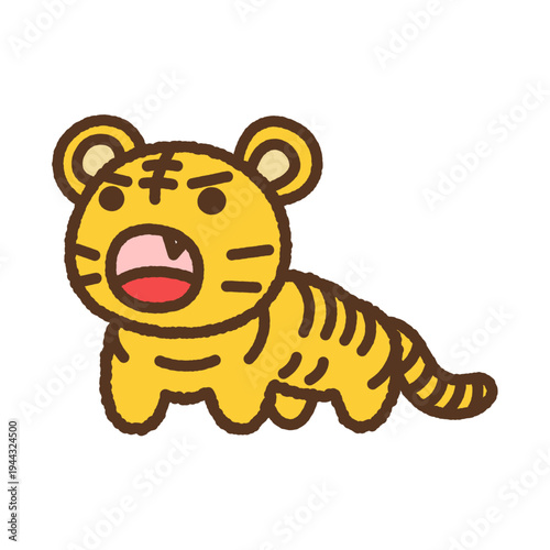 手書き風の生き物単品アイコンイラスト　虎