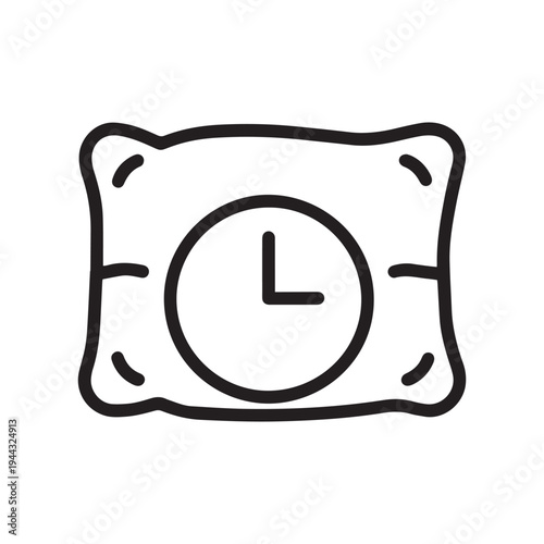 Minimalist Pillow and Clock Icon for Healthy Sleep Schedule and Bedtime Routine Wellness Concept