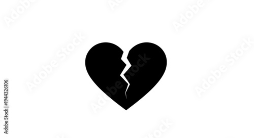 Broken Heart Icon, Symbol of Sadness, Love Loss, and Relationship Breakup