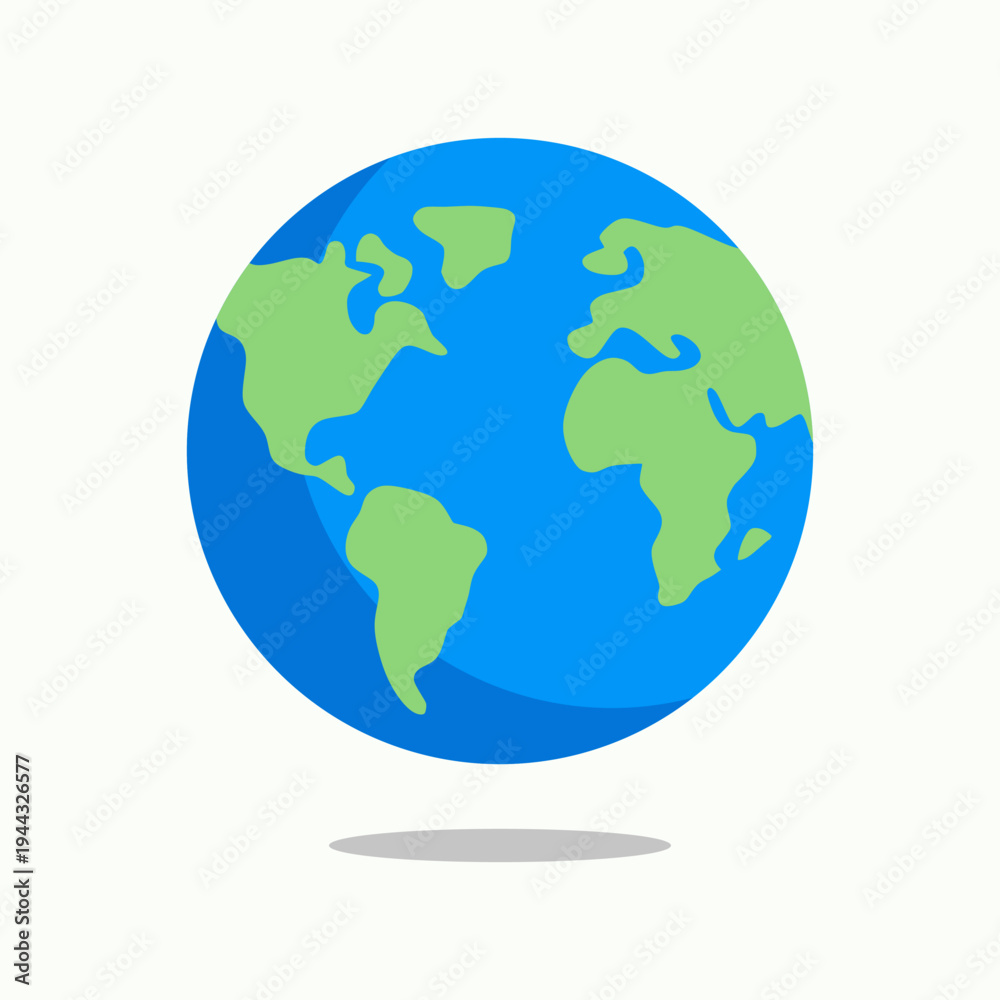 Fototapeta premium Earth Icon Vector - Planet Globe, World Map and Global Symbol Outline Illustration