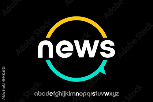 Modern News Logo Design with Circular Elements and Bold Typography.