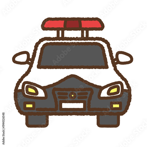手書き風のアイコン　正面のパトカー