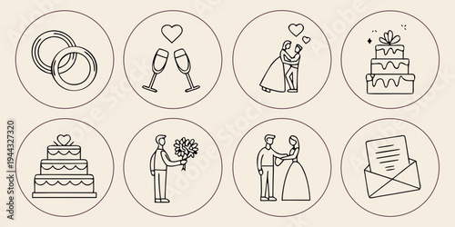 Assorted icons representing various activities and objects in a circular format