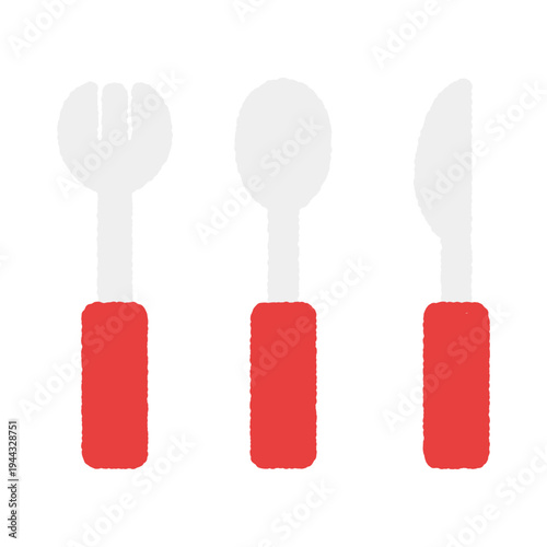 手書き風のシンプルアイコンイラスト　フォーク　スプーン　ナイフ