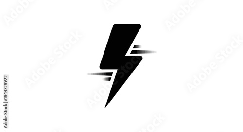 Black lightning bolt icon with motion blur effect, representing energy and speed.