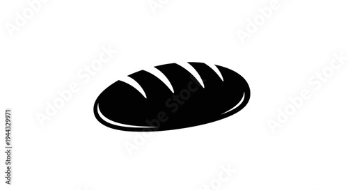 Black Silhouette of a Loaf of Bread, Isolated on White Background