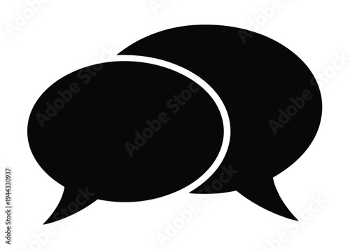 Speech Bubbles Overlapping Minimal Black and White Dialogue Illustration