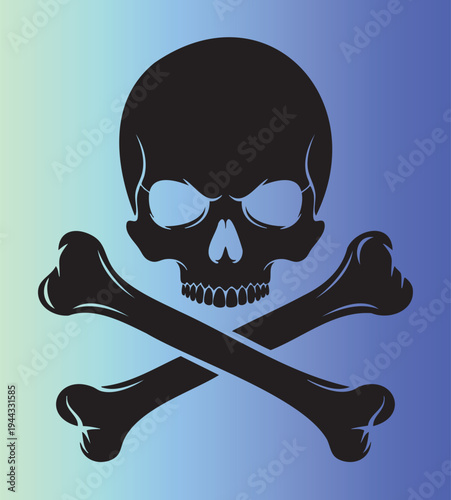 Skull and crossbones symbol with gradient background effect