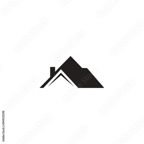Roof with chimney silhouette logo.