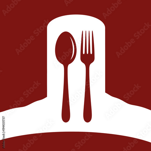 Obraz na płótnie Spoon and fork on white plate.