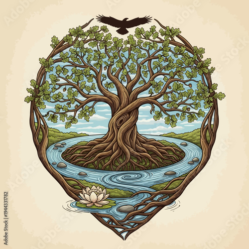 Tree with thick brown twisted trunk.