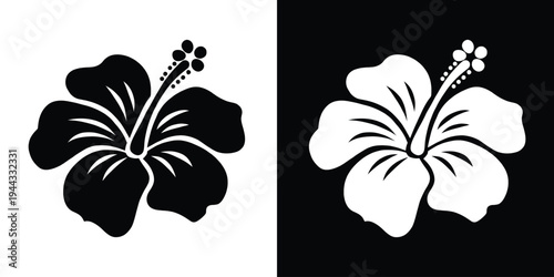 hibiscus flower silhouettes, tropical hibiscus flower icon, hibiscus flower vector illustration