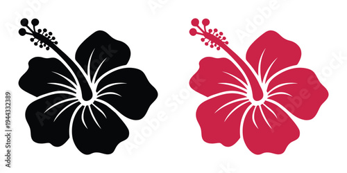 hibiscus flower silhouettes, tropical hibiscus flower icon, hibiscus flower vector illustration