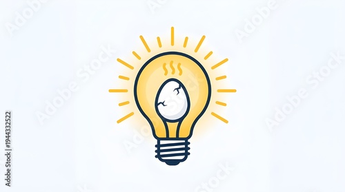 Innovative Concept of Glowing Lightbulb with Cracked Egg Symbolizing New Born Idea Creative Breakthrough Fresh Inspiration Start of Business Journey and Intellectual Evolution Background