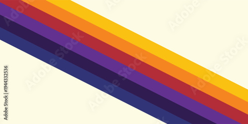 Abstract colorful 70s background vector. Vintage retro wallpaper with rainbow stripes and wavy lines.